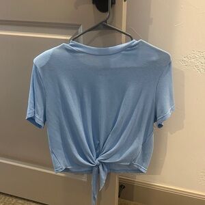 Sky Blue Front Tie Women's Top